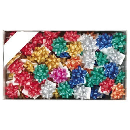 Stelle Adesive Opache per Pacchi Regalo – Brizzolari – 10 mm Ø 50 mm – Assortite – Confezione da 100