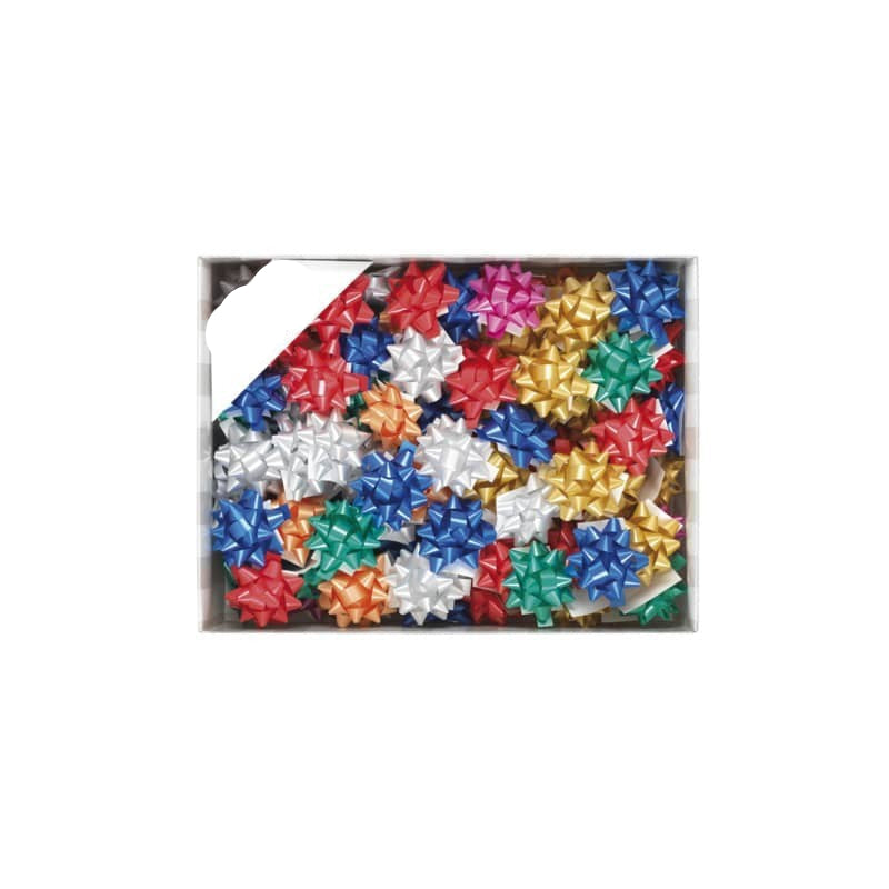 Stelle Adesive Opache per Pacchi Regalo – Brizzolari – 10 mm Ø 50 mm – Assortite – Confezione da 100