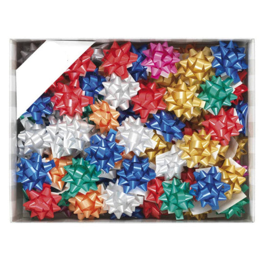 Stelle Adesive Opache per Pacchi Regalo – Brizzolari – 10 mm Ø 50 mm – Assortite – Confezione da 100